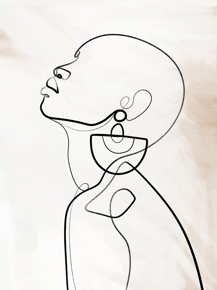Female Face One Line Drawing 1