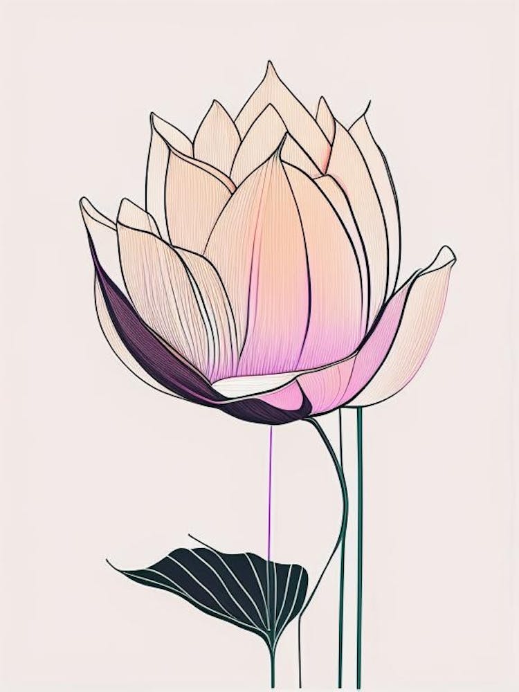Giant Lotus Minimal Line Drawing 1