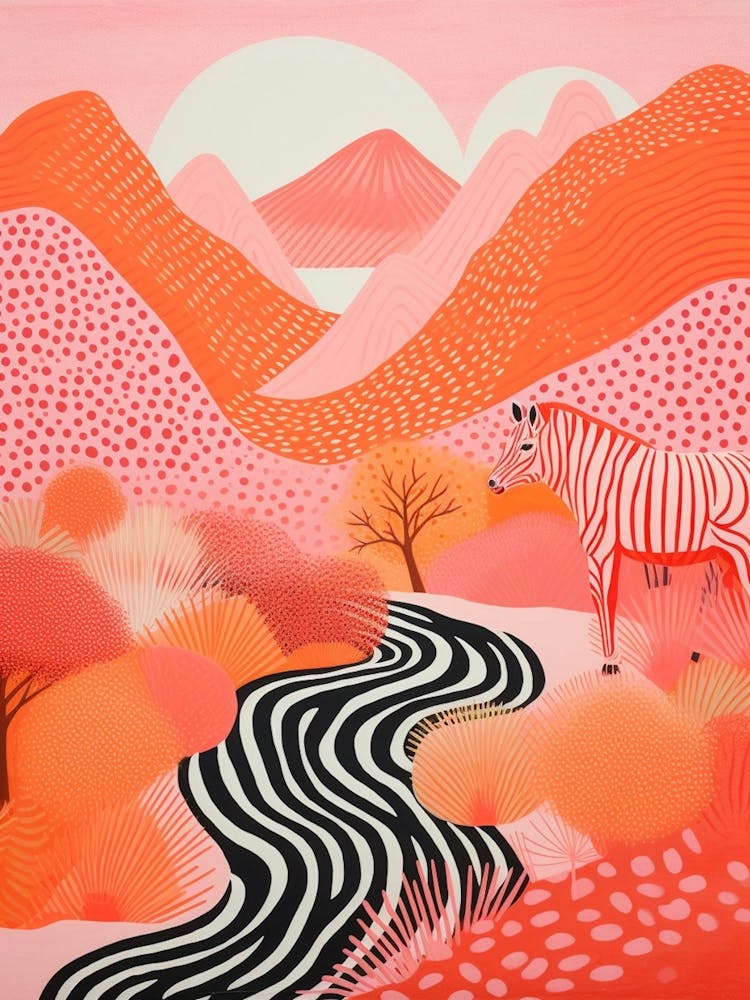 Zebra In The Wild At Sunset Coral 1