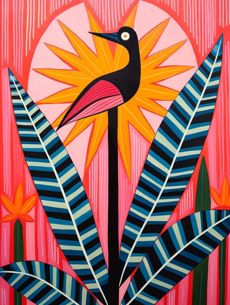 Pink And Red Plant Illustration Bird Of Paradise 2