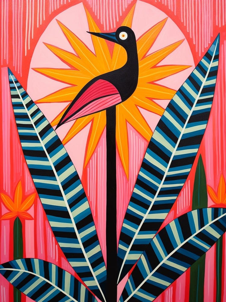 Pink And Red Plant Illustration Bird Of Paradise 2