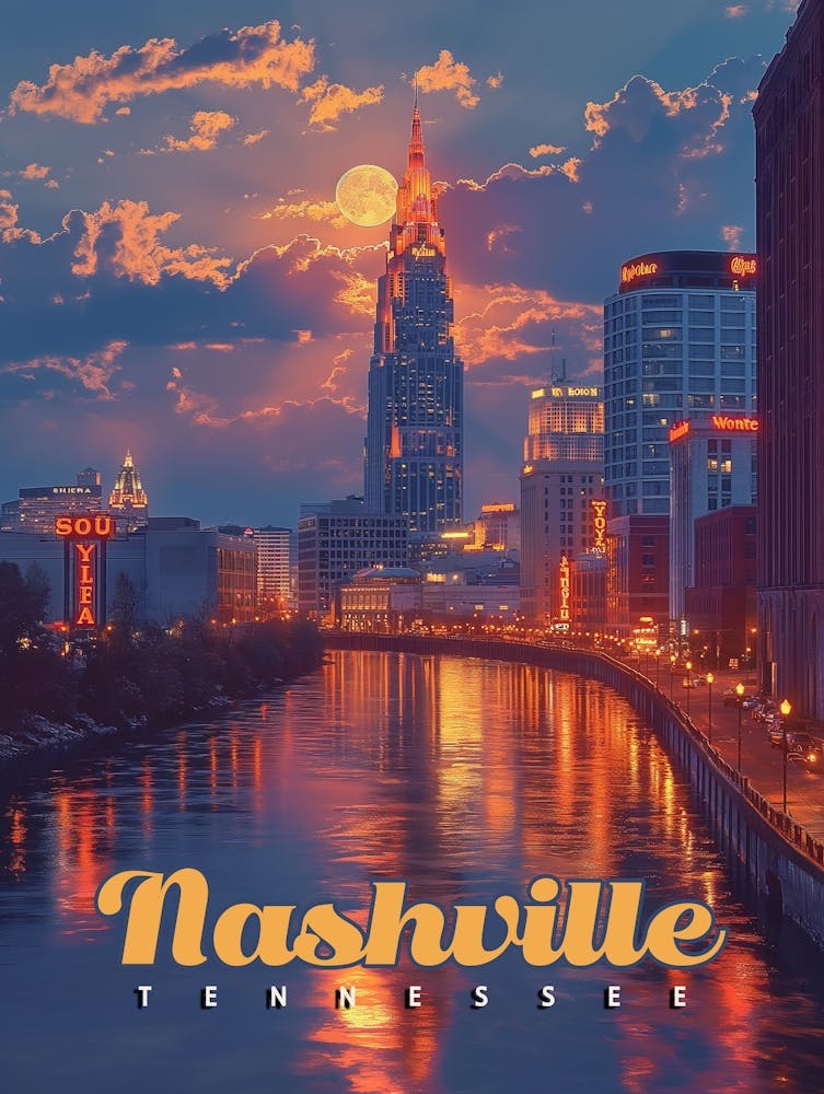 Nashville Nights: Skyline Reflections Poster