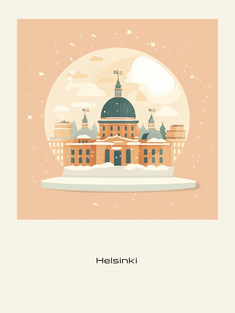 Helsinki Finland Snowglobe Poster