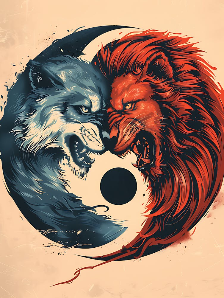 Badass Lion And Wolf 8