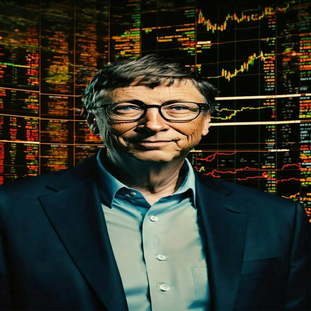 Bill Gates behind him stock prices