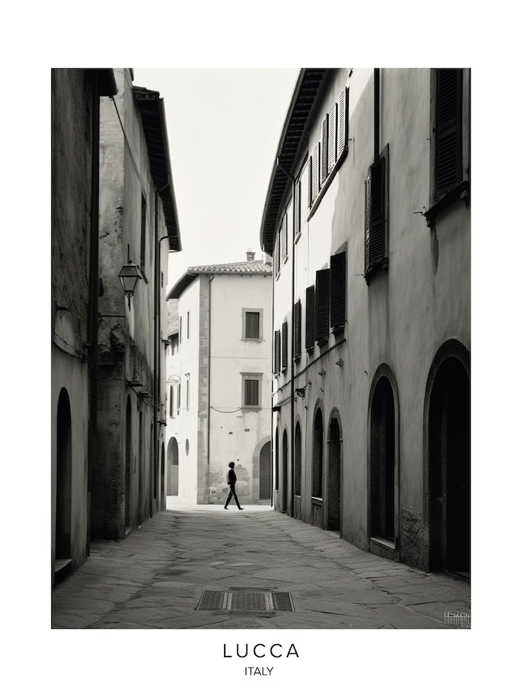 Poster Of Lucca, Italy, Black And White Analogue Photography 4