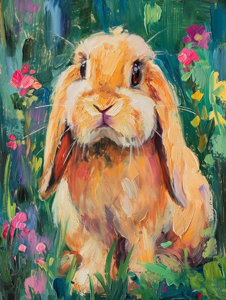 English Lop Kaninchen Gemälde 1
