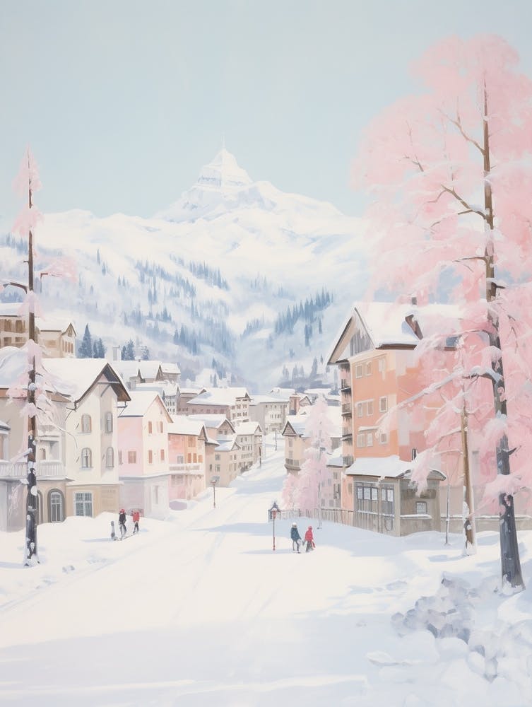 Dreamy Winter Painting St Moritz Switzerland 3