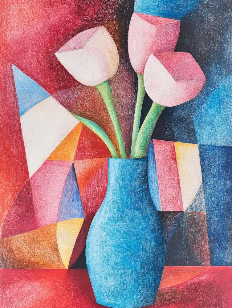 Tulips In A Blue Vase 4