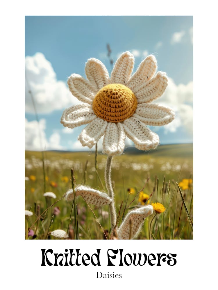 Knitted Flowers Daisies 5