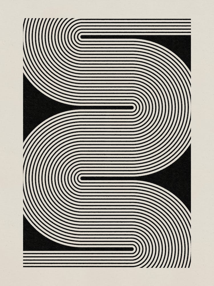 Mid-century geometric pattern Living Room Art print