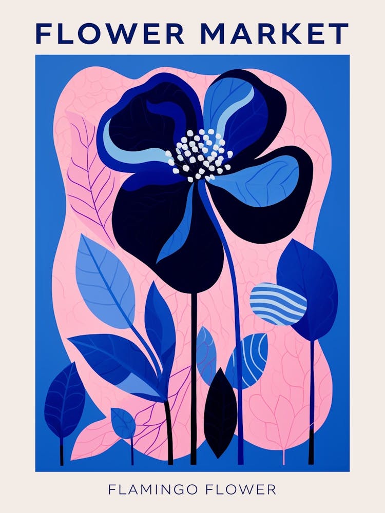 Blue Flower Market Poster Flamingo Flower Market Poster 1