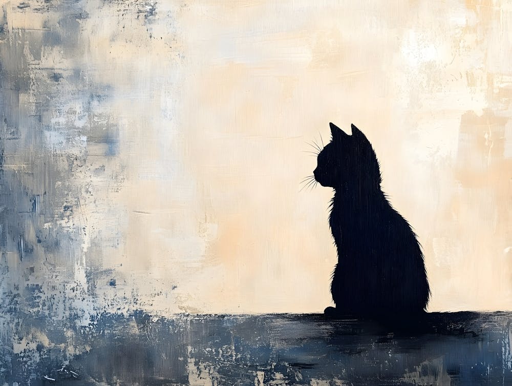 Minimal Black Cat Japandi 2