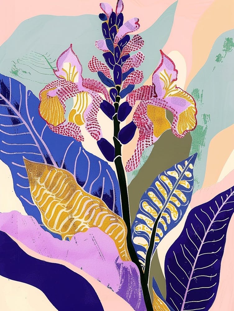 Colourful Flower Illustration Lilac 1