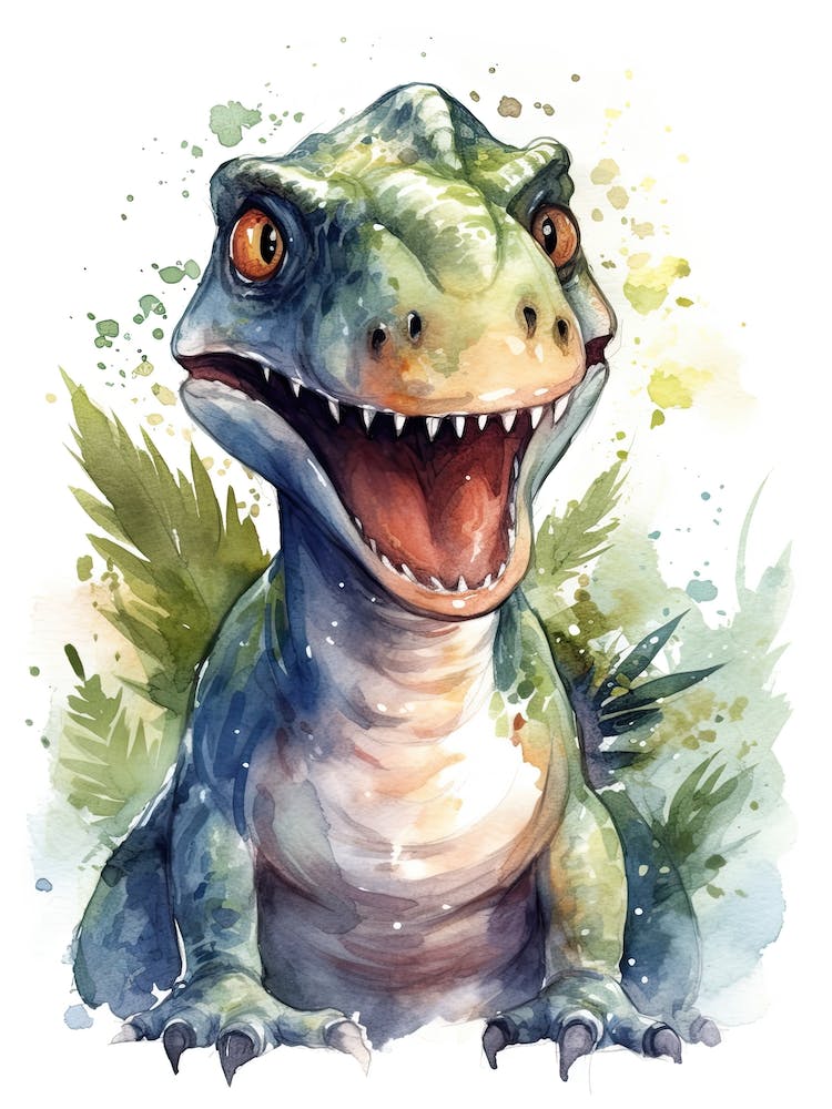 Megalosaurus Cute Dinosaur Watercolour 2