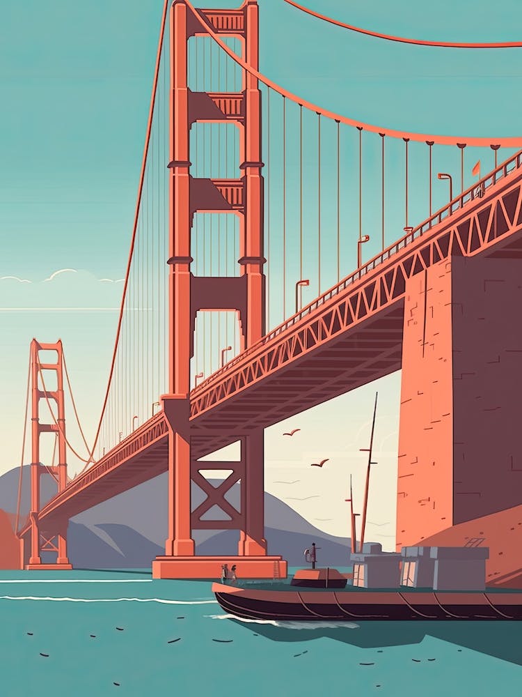 The Golden Gate San Francisco Travel Illustration 1