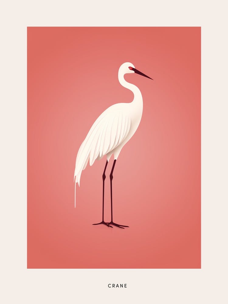Minimalist Crane 1 Bird Poster