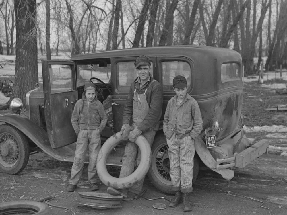 Henry Monk And Two Of His Stepchildren On Their Farm Near Ruthven, Iowa By Russell Lee