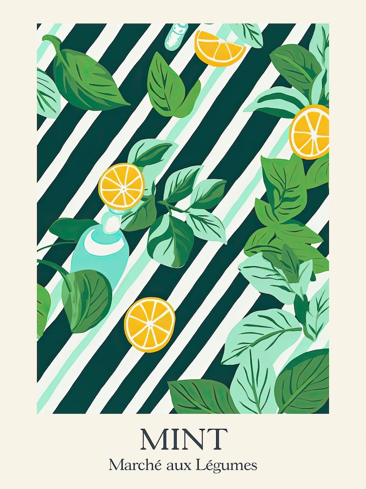Marche Aux Legumes Mint Summer Illustration 11