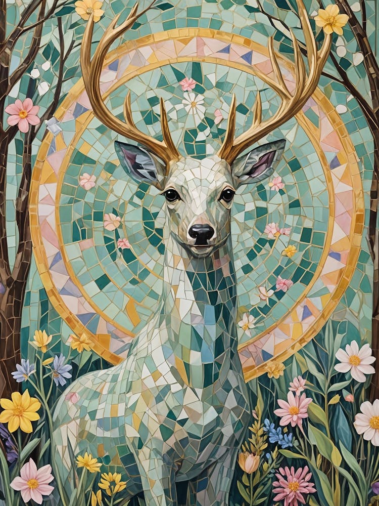 Mosaic Floral Deer no1
