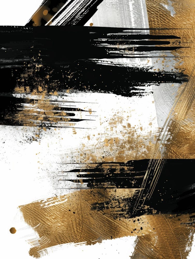 Abstract Gold And Black Painting 19