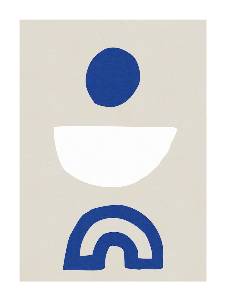 Blue and white abstract midcentury