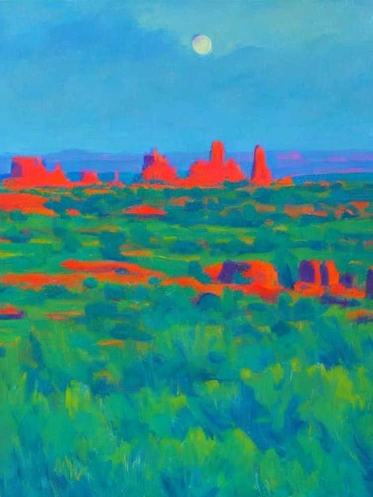 Arches National Park United States Of America Blue Oil Painting 1 