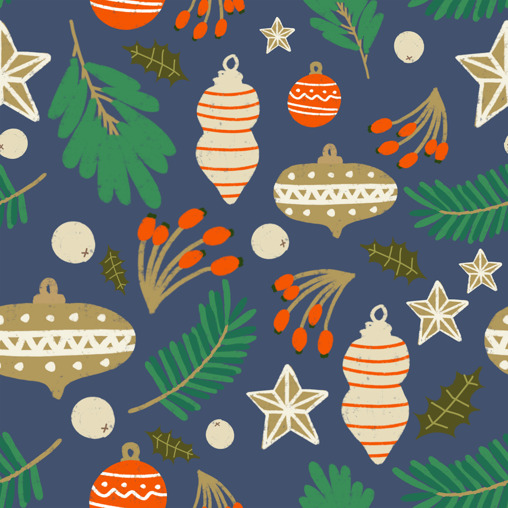 Christmas Baubles And Winter Foliage Blue C