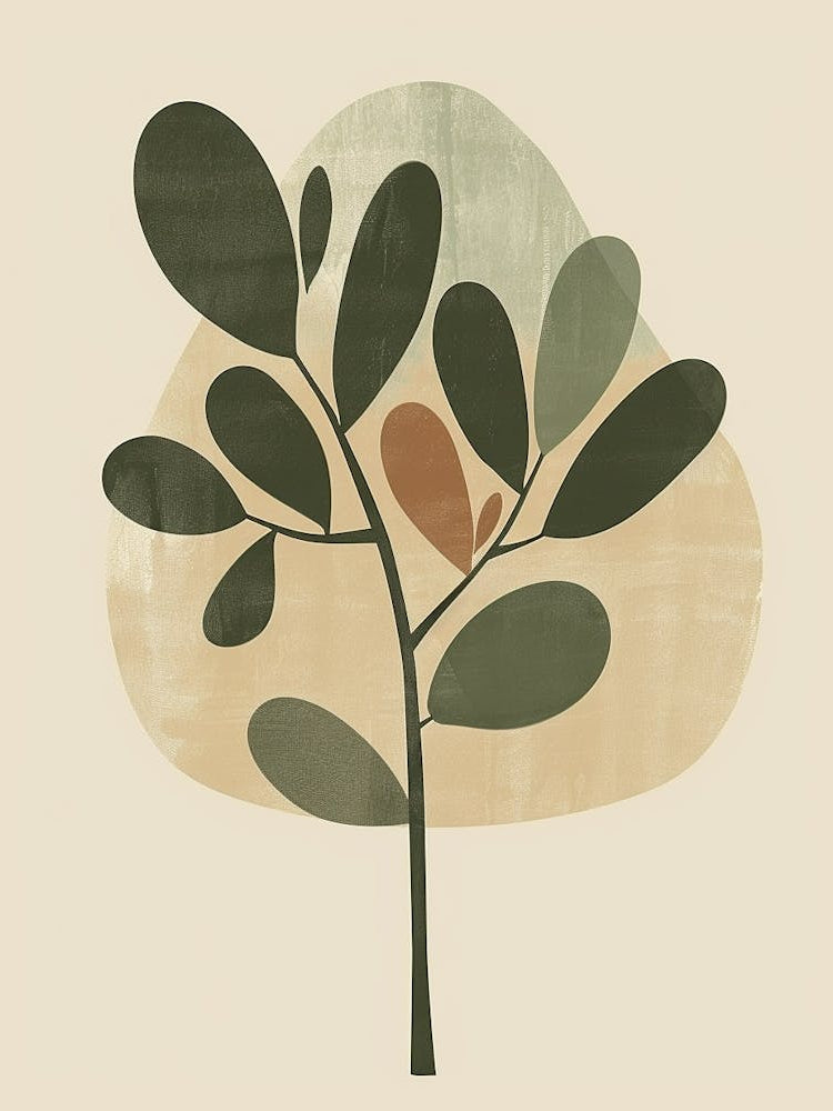 Boxwood Tree Minimal Japandi Illustration 4