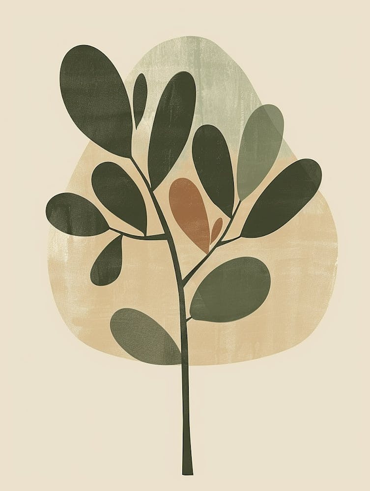 Boxwood Tree Minimal Japandi Illustration 4