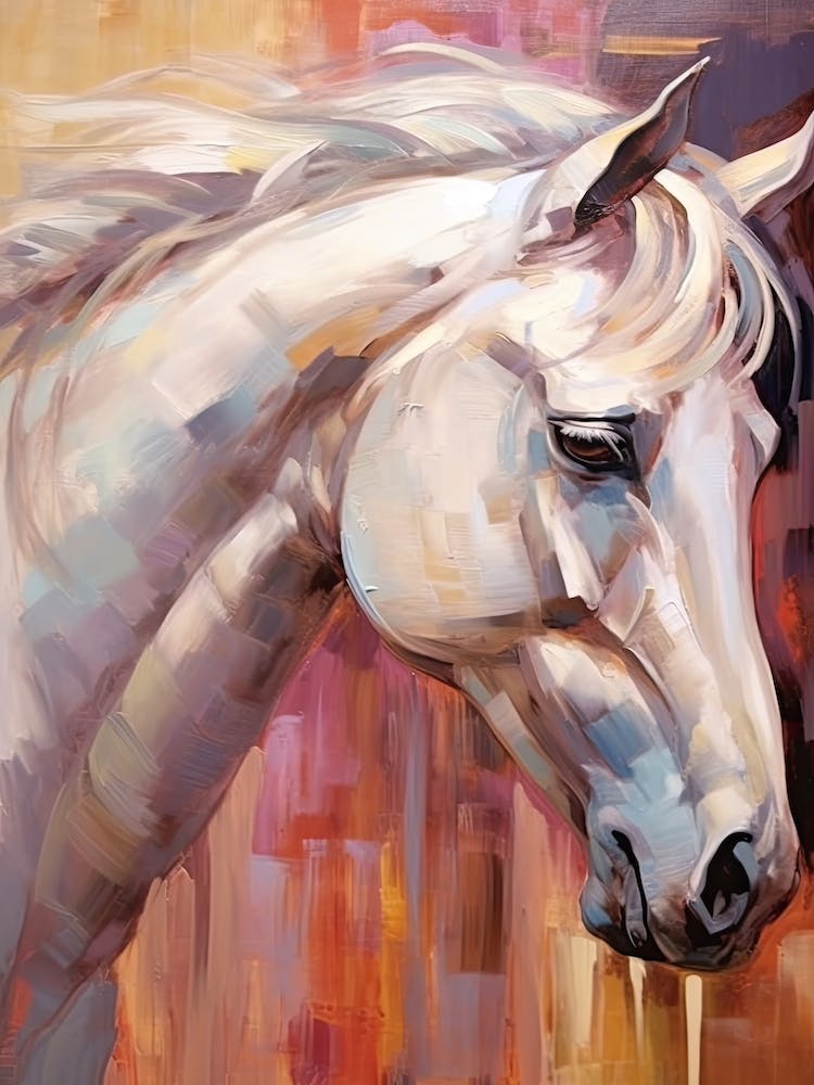 Horse Head Painting Close Up Impasto