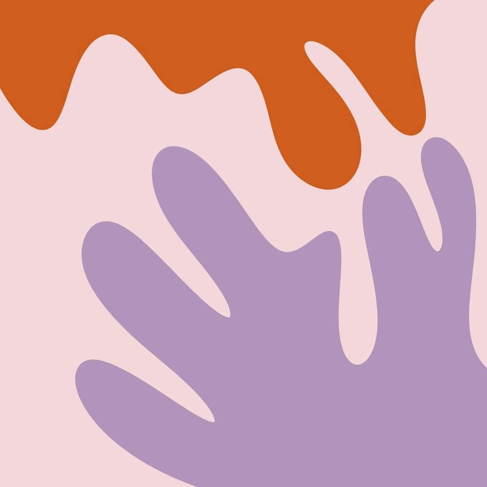 Abstract modern shapes golden brown and violet