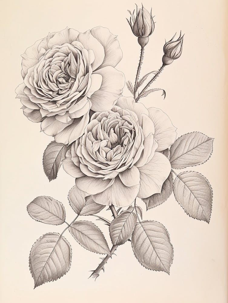Rose In A Book Drawing 1
