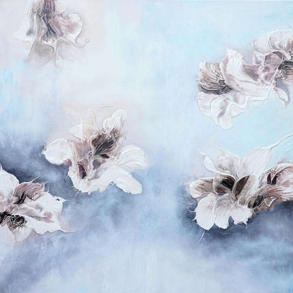 Light Blue Flower Painting Square