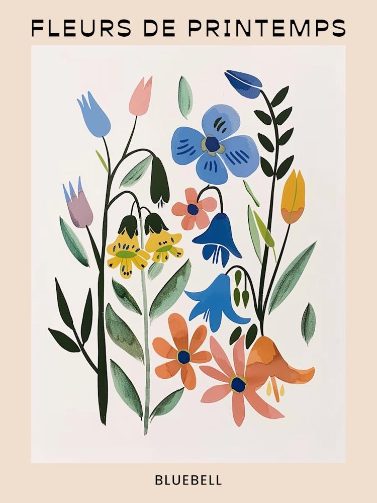 Spring Floral French Poster  Bluebell 4