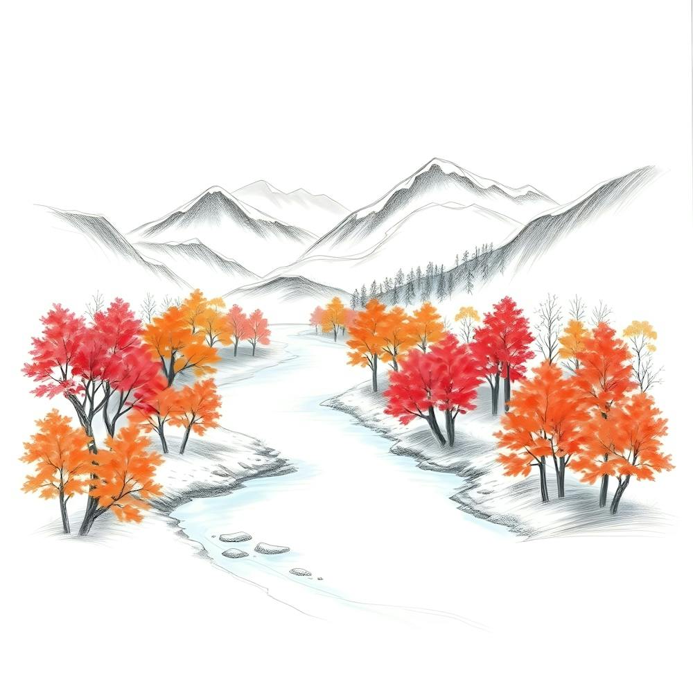 Autumn Trees In The Snow