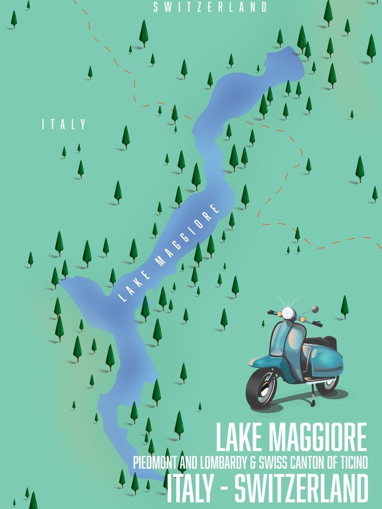 Lake Maggiore Italy Switzerland map
