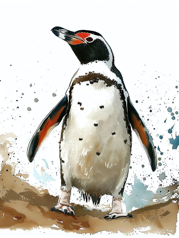 Humboldt Penguin Stewart Island Ulva Island Watercolour Painting 4