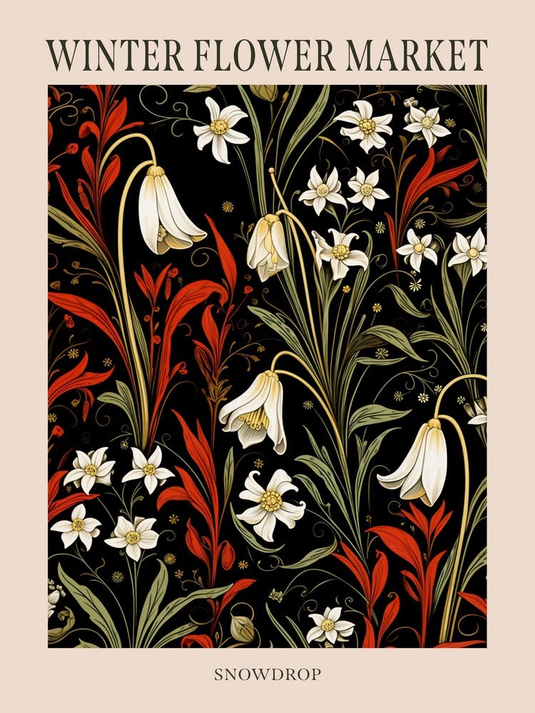 Snowdrop 4 Winter Flower Market Poster