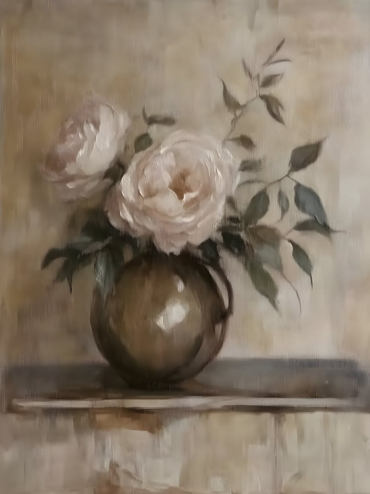 Vintage Flower Roses In A Vase 13
