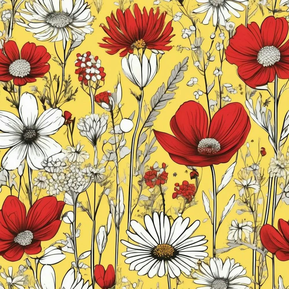 GARDEN MEADOW Floral Botanical Flowers Wildflowers