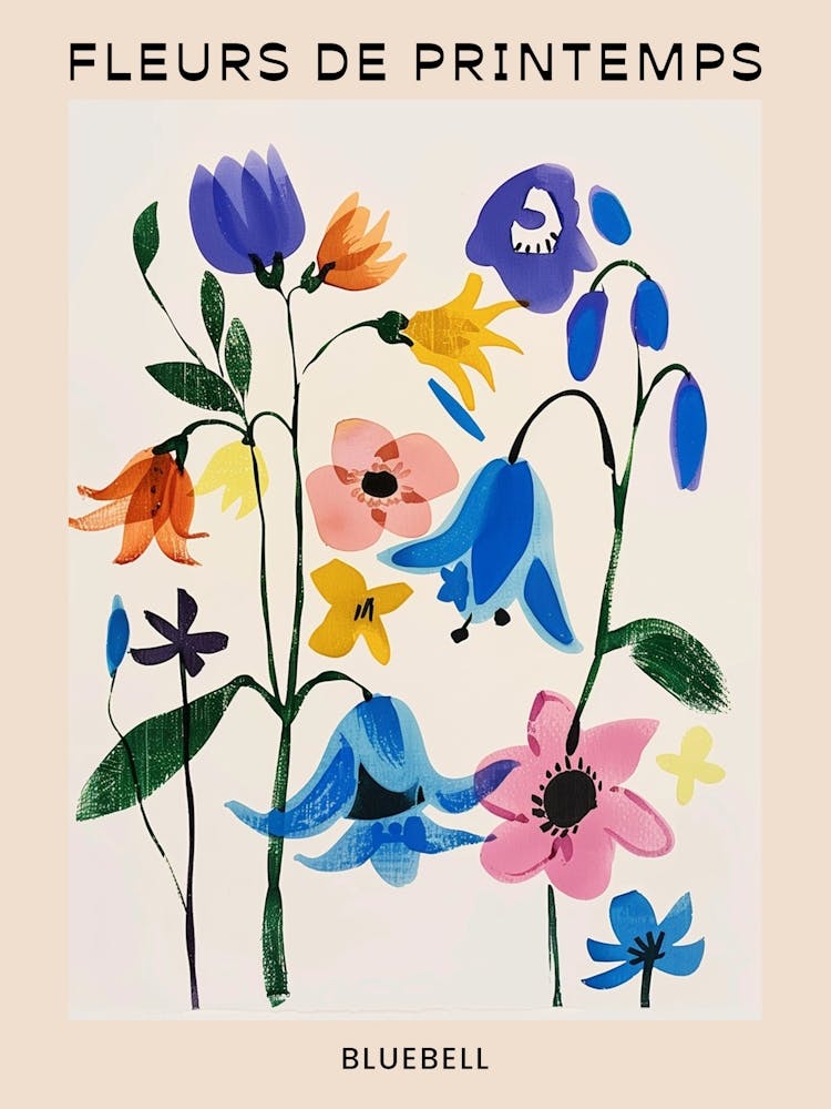 Spring Floral French Poster  Bluebell 1