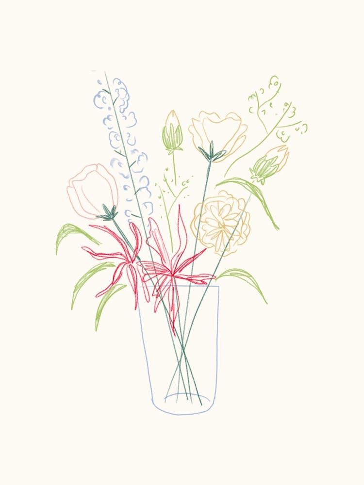 Glas mit Blumen