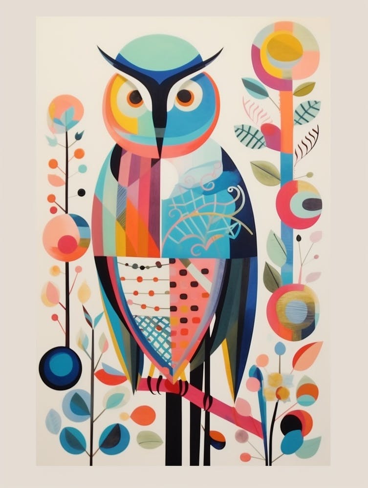 Oiseau scandinave coloré - Hibou 2