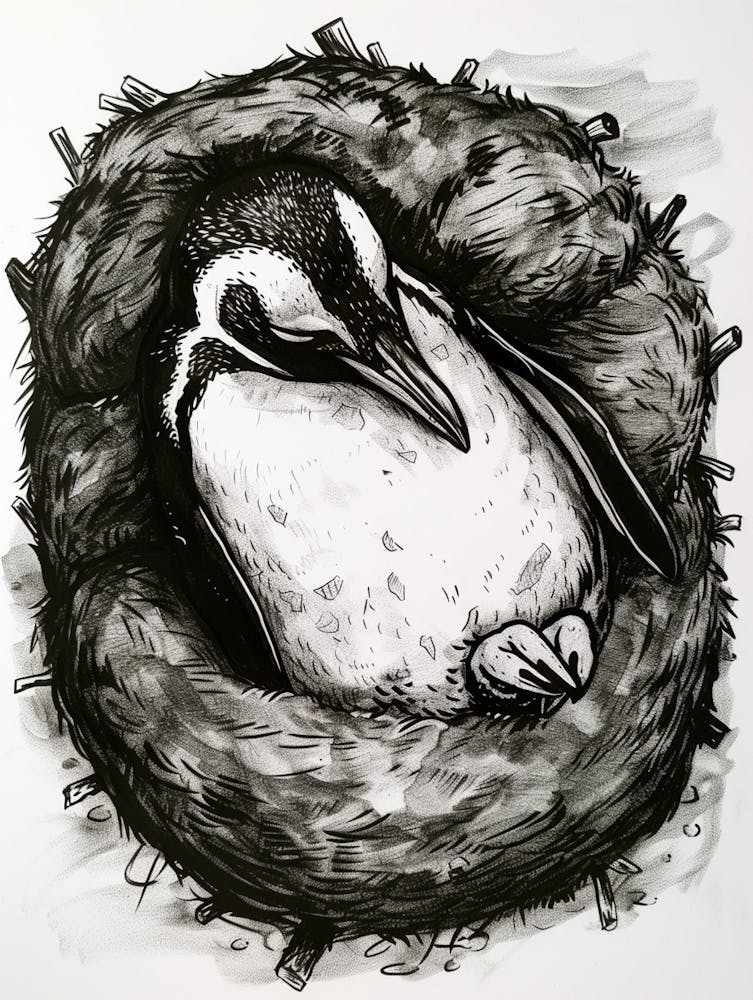King Penguin Sleeping In A Cozy Pile 1