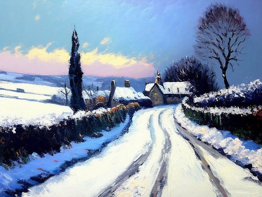 Vintage Landscape Painting, Country Field Wall Art, Country Landscape Painting Print,Country Landscape Painting, Antique Landscape