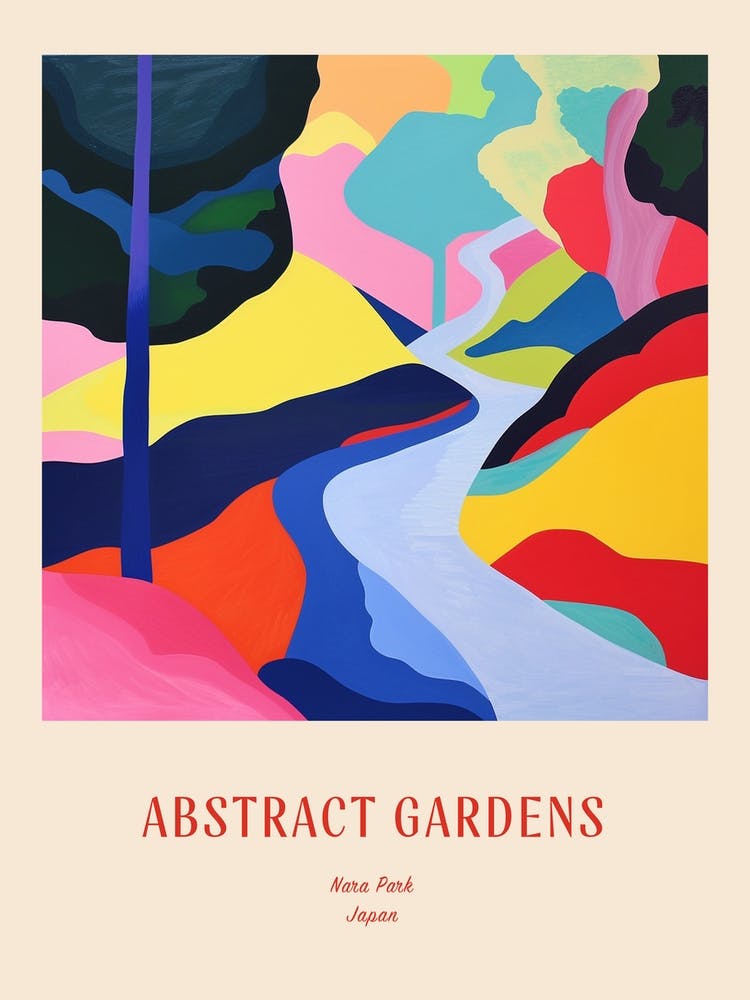 Colourful Gardens Nara Park Japan 2 Red Poster