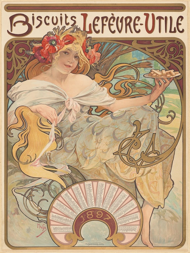 Biscuits Lefèvre Utile Advert, Alphonse Mucha