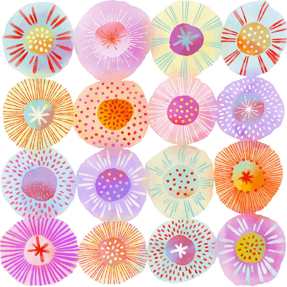 Watercolor Abstract Circle Pastel Flowers
