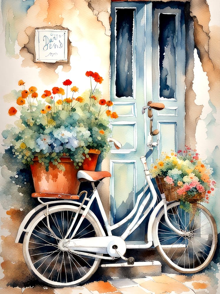 Bicycle With Basket of Flowers